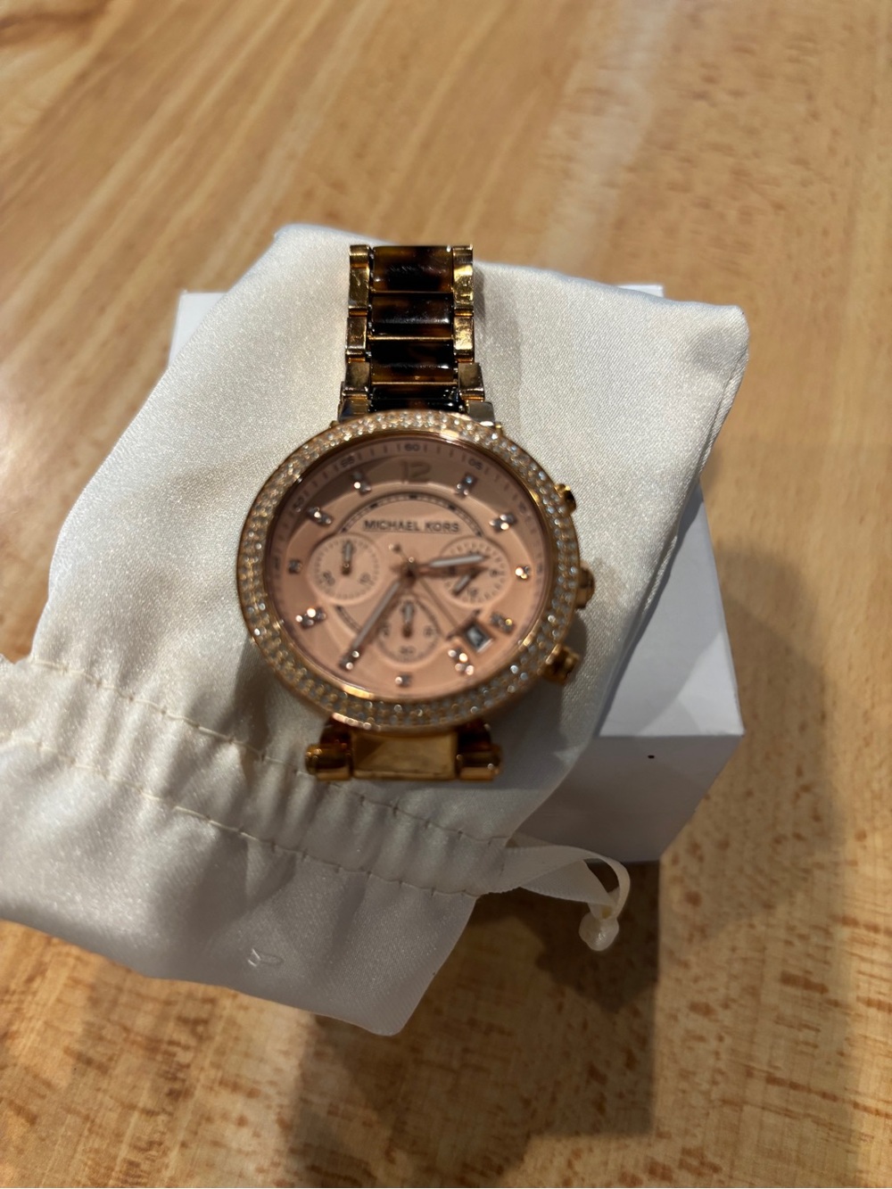 Michael Kors Rose Gold Crystal Accent Chronograph Watch